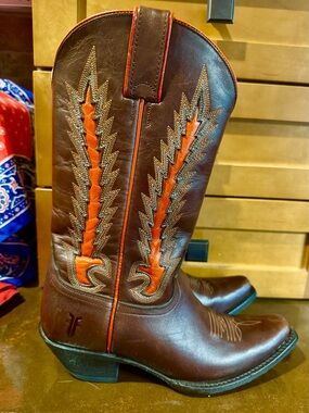 EUC Vintage Frye Bright Orange Leather Boots